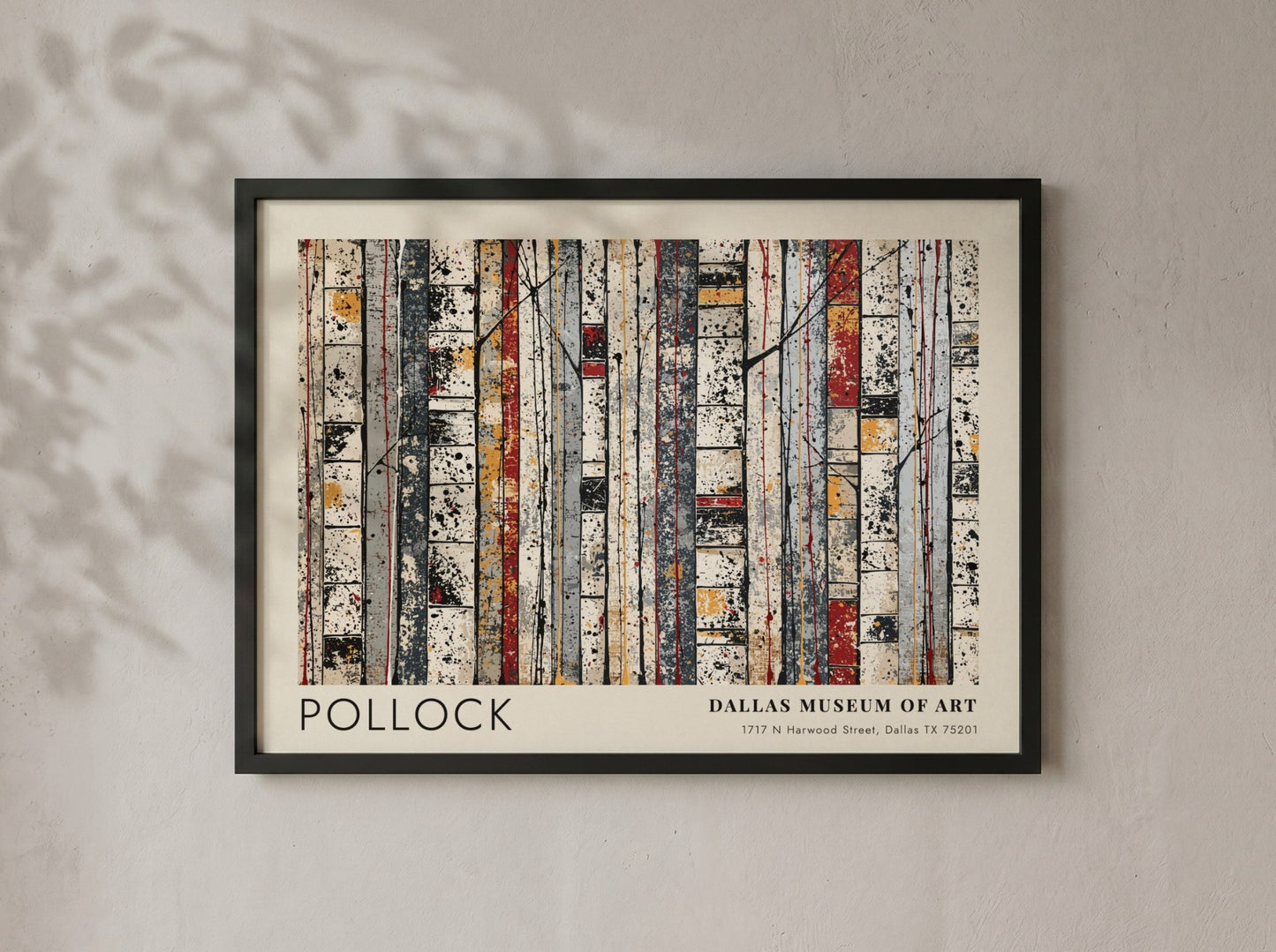 Wall art poster featuring Jackson Pollock Cathedral design in a light wood frame.