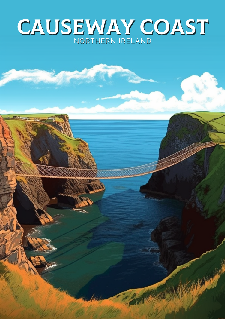 Europe CAUSEWAY COAST TRAVEL PRINT - NORTHERN IRELAND ARTWORK
