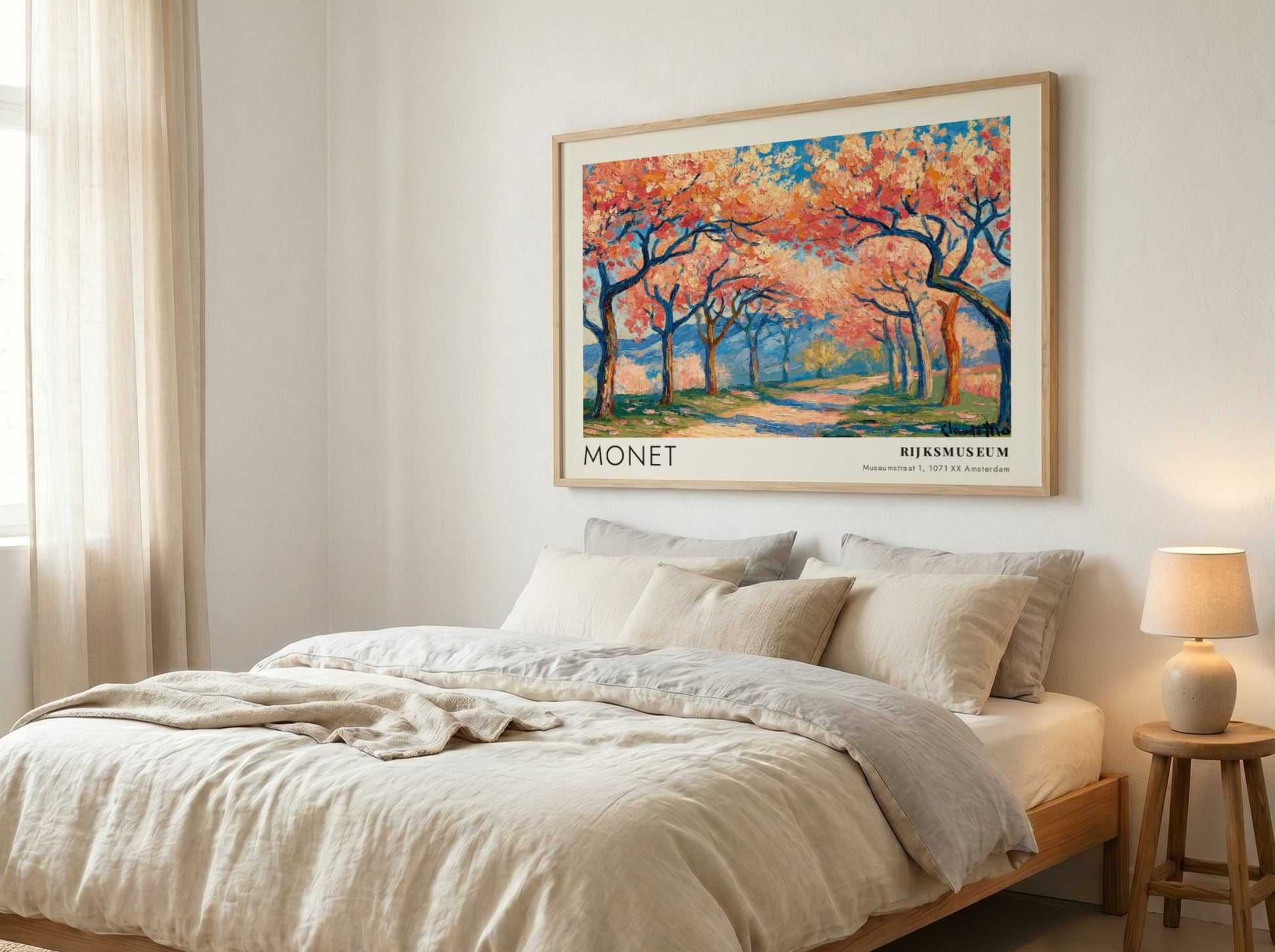 wall art print of Monet's Cerisiers - Printemps Blanc featuring cherry blossoms and blue sky