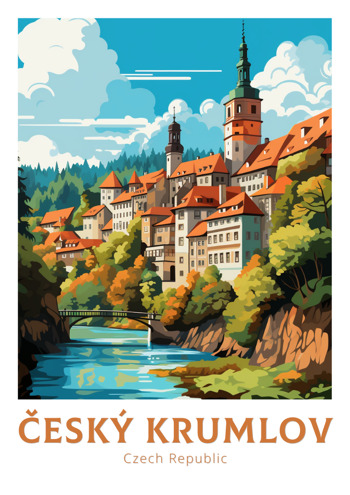 Europe CESKY KRUMLOV TRAVEL PRINT - CZECH REPUBLIC ARTWORK