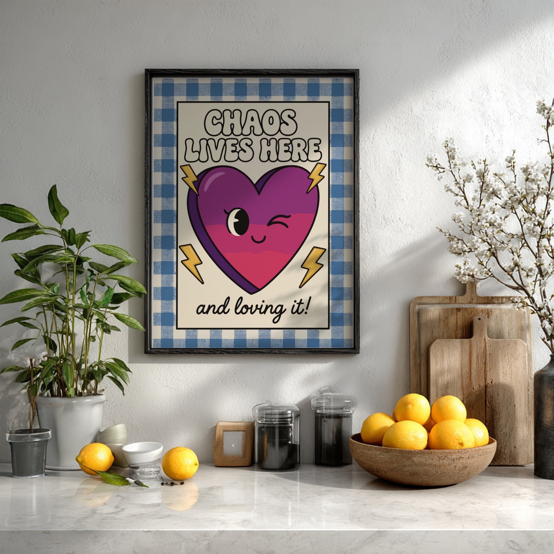 Chaos Lives Here - Minimalist Relatable Quote Wall Art