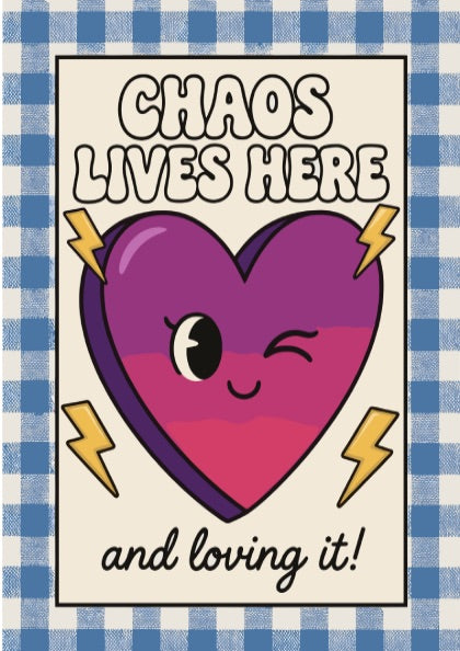 Chaos Lives Here - Minimalist Relatable Quote Wall Art
