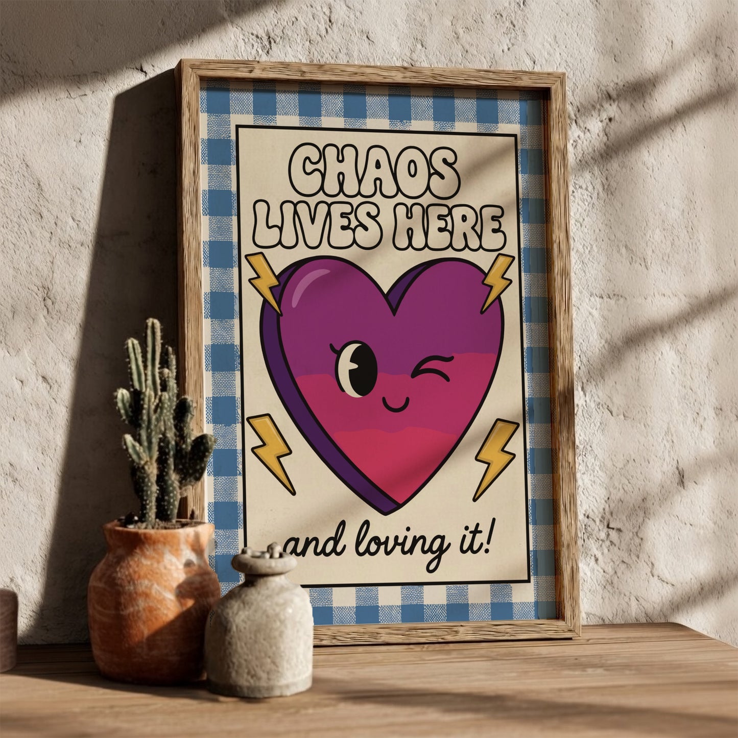 Chaos Lives Here - Minimalist Relatable Quote Wall Art