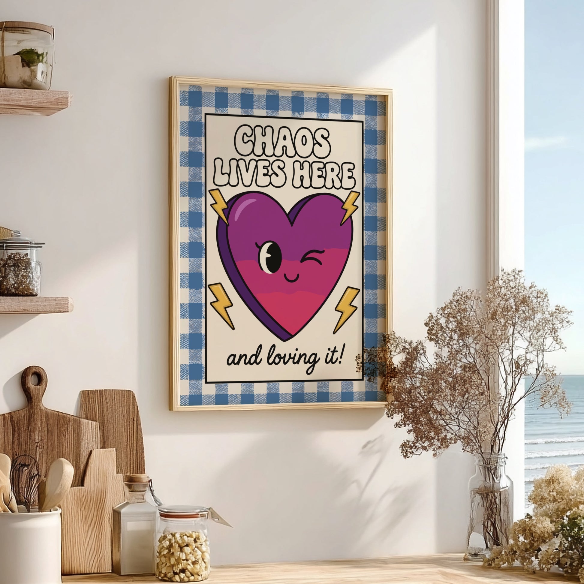 Chaos Lives Here - Minimalist Relatable Quote Wall Art