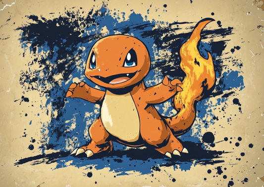 Charmander Landscape Poster: Japanese Tapestry Style Pokemon Anime Poster, Pokemon TCG Charmander