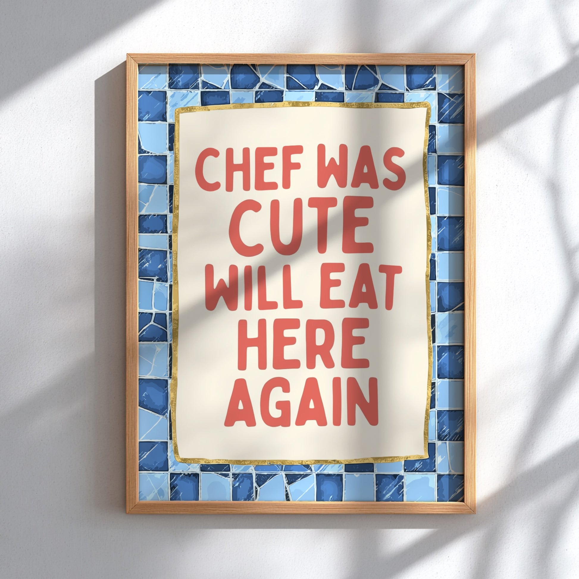 Chef Was Cute, Will Eat Here Again Poster - Funny Black Cat Wall Art Print