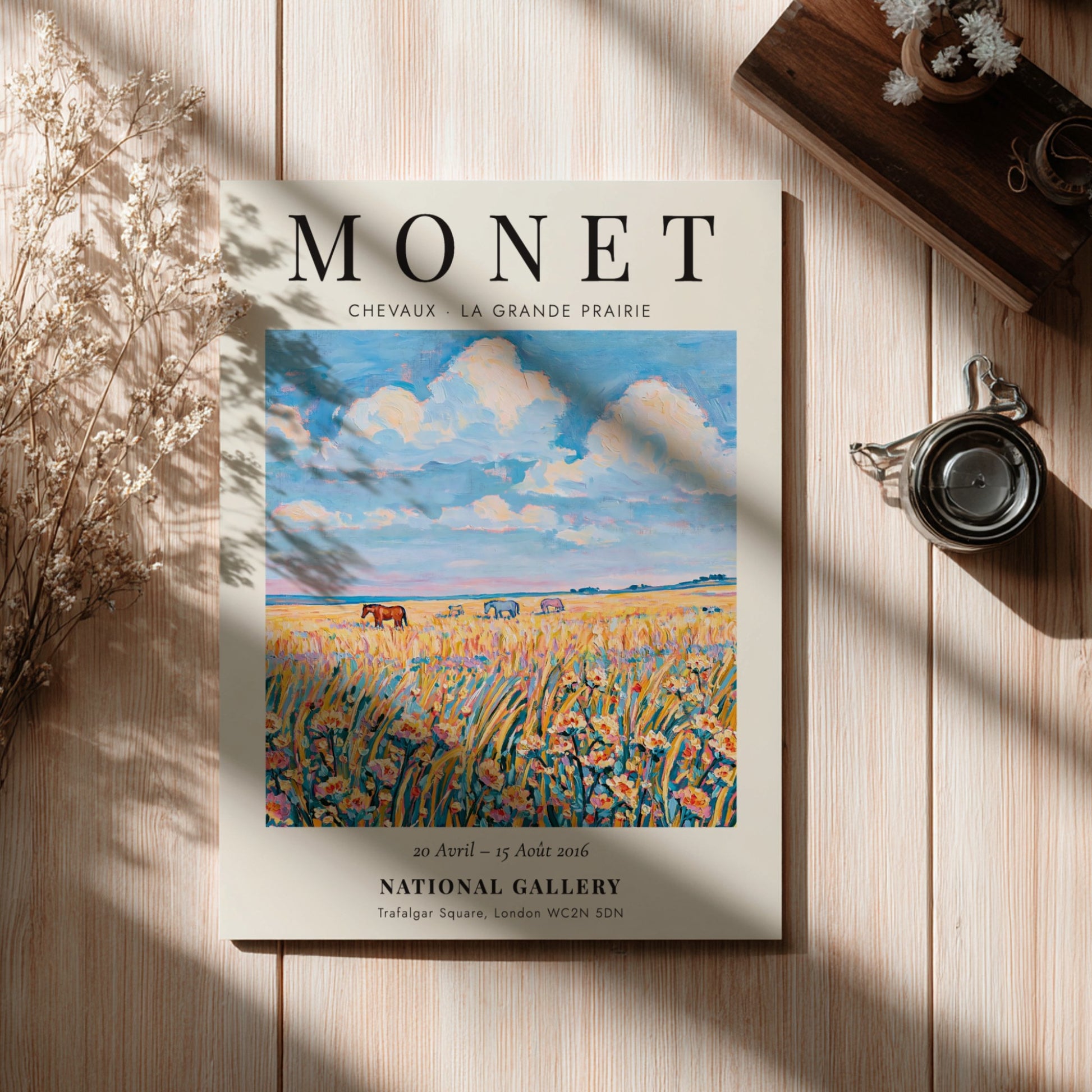 Monet inspired poster featuring wildflowers in vibrant colors and soft brush strokes