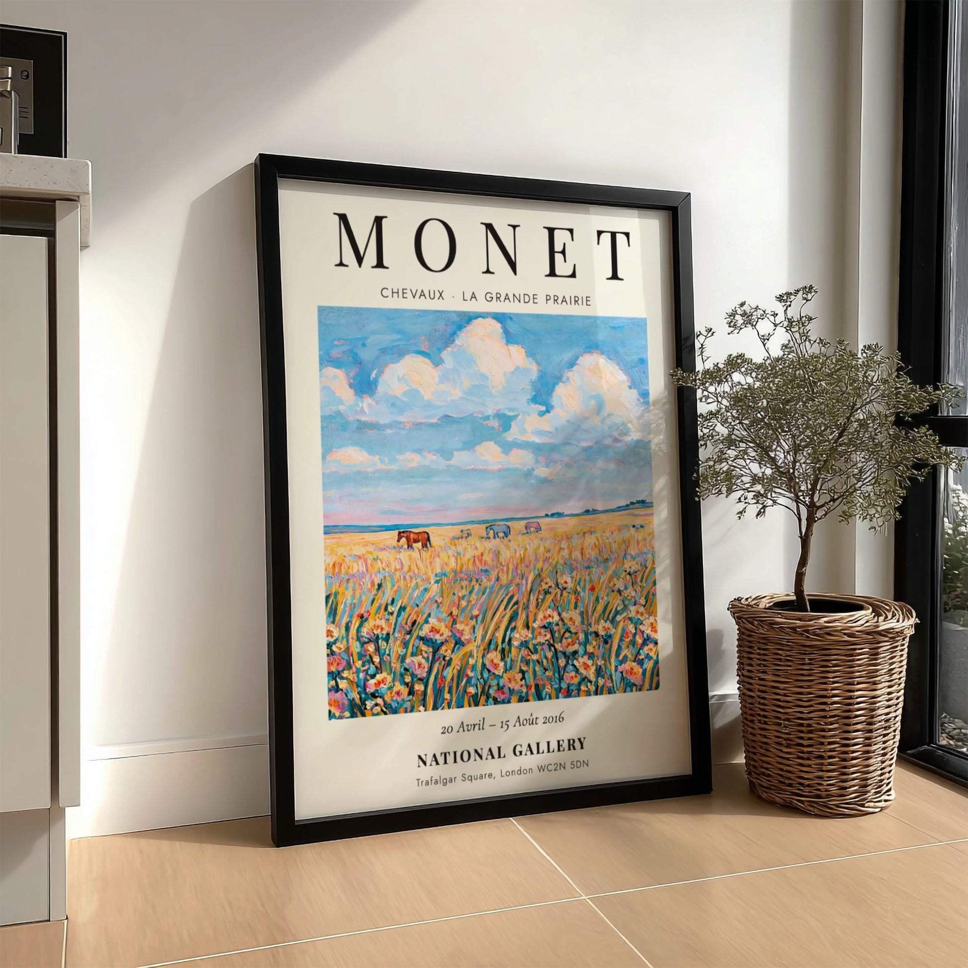 Monet inspired poster featuring wildflowers in vibrant colors and soft brush strokes