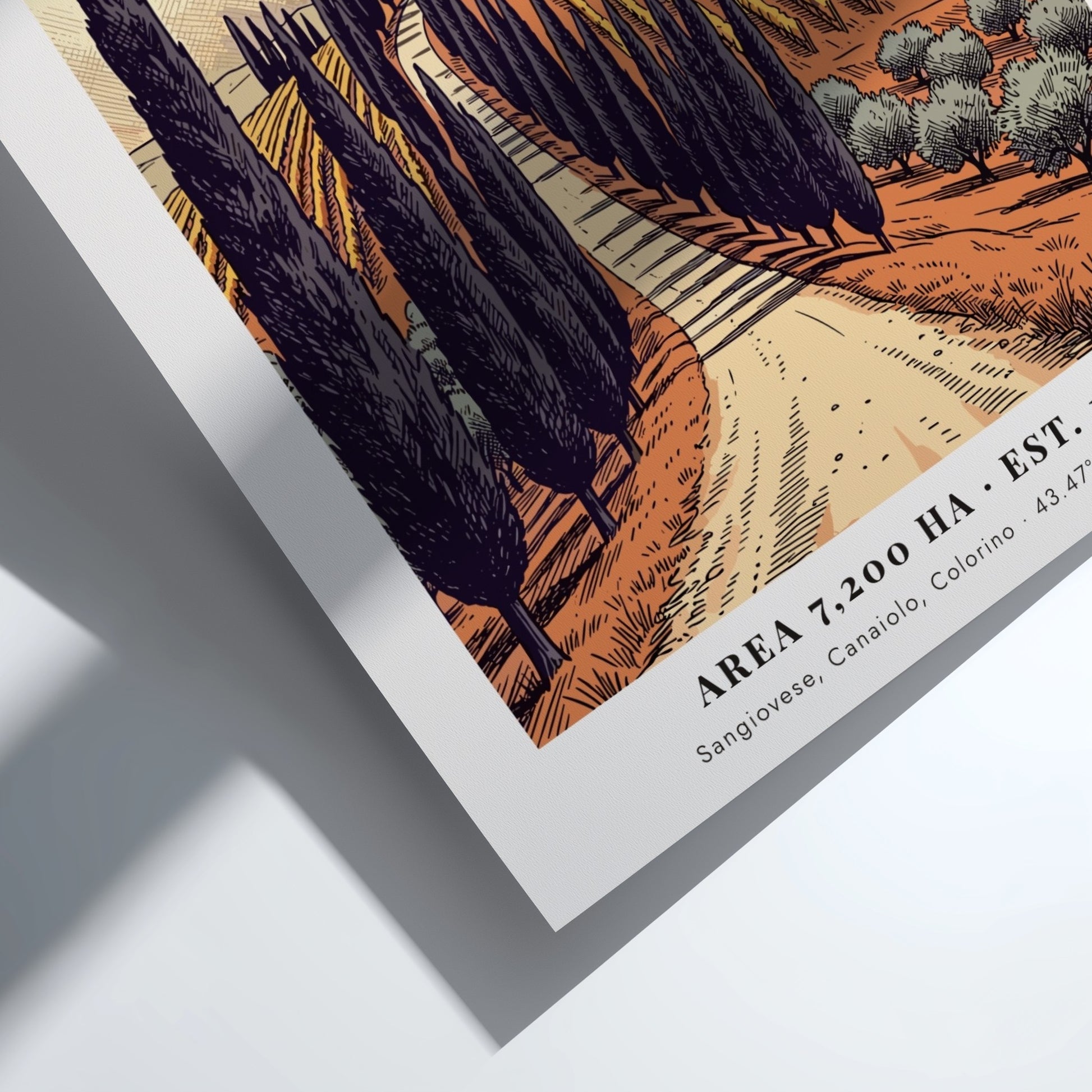 Chianti Classico poster showing a winding path through Tuscan vineyards to a villa.