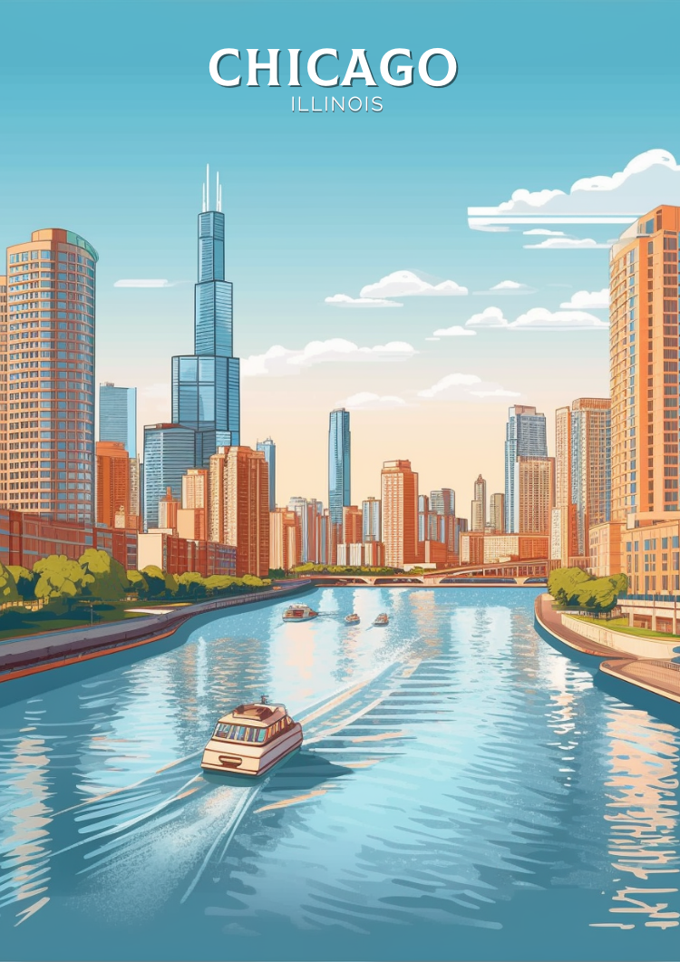 North AmericaCHICAGO TRAVEL ARTWORK - ILLINOIS POSTER