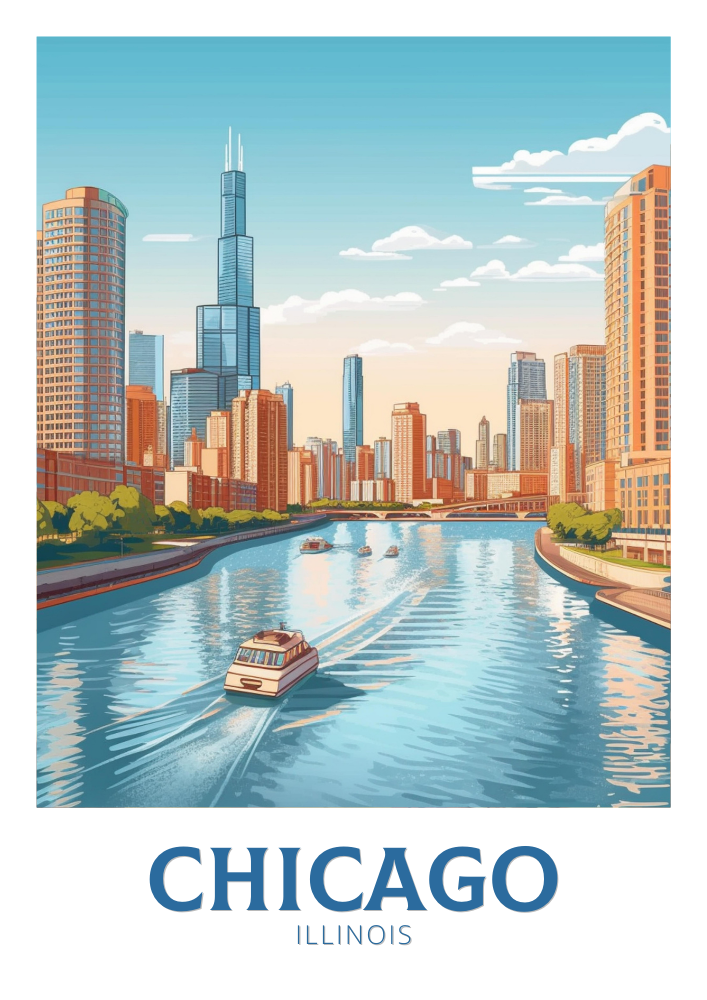 North AmericaCHICAGO TRAVEL WALL ART - ILLINOIS POSTER