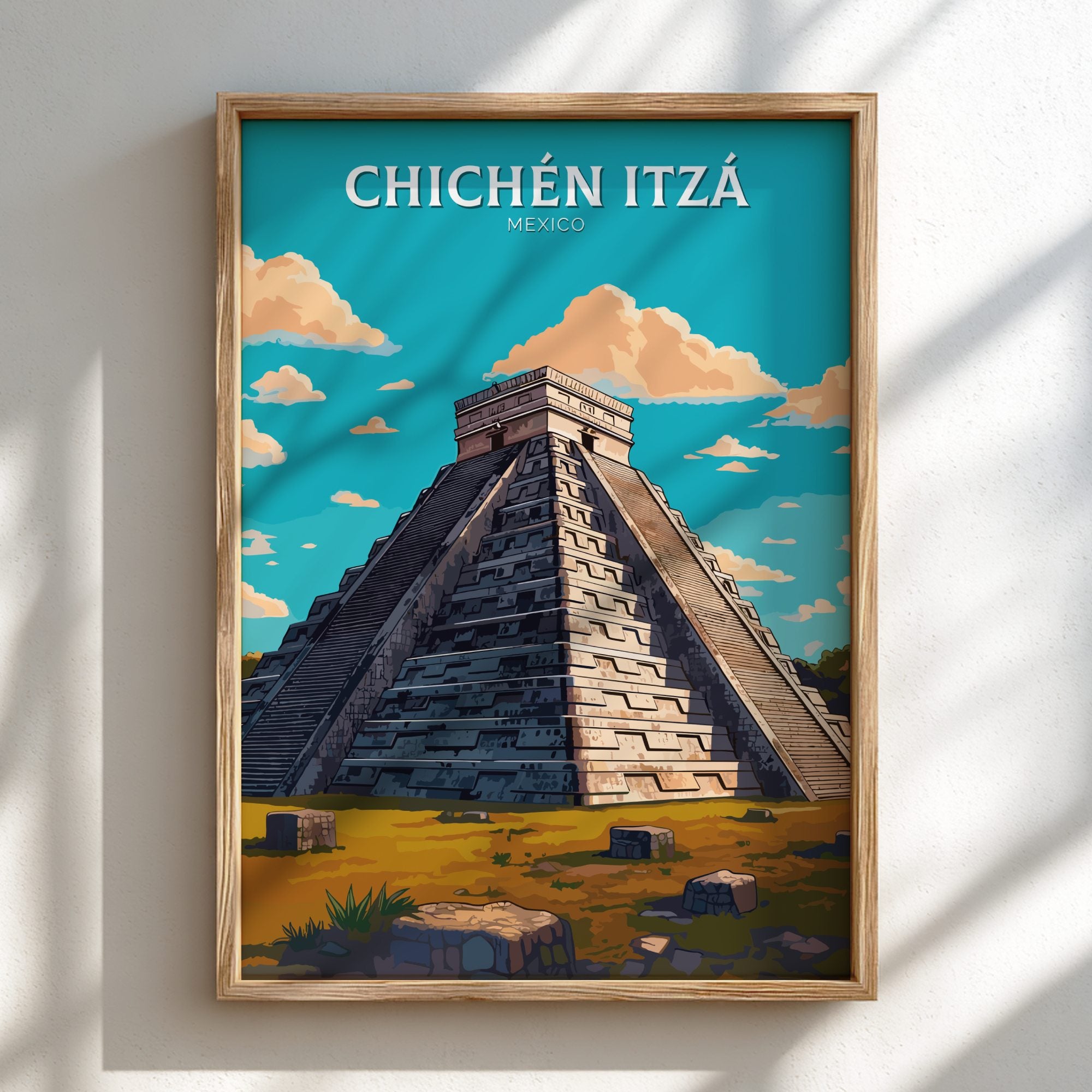 South America CHICHEN ITZA PRINT - MAYAN PYRAMID ART