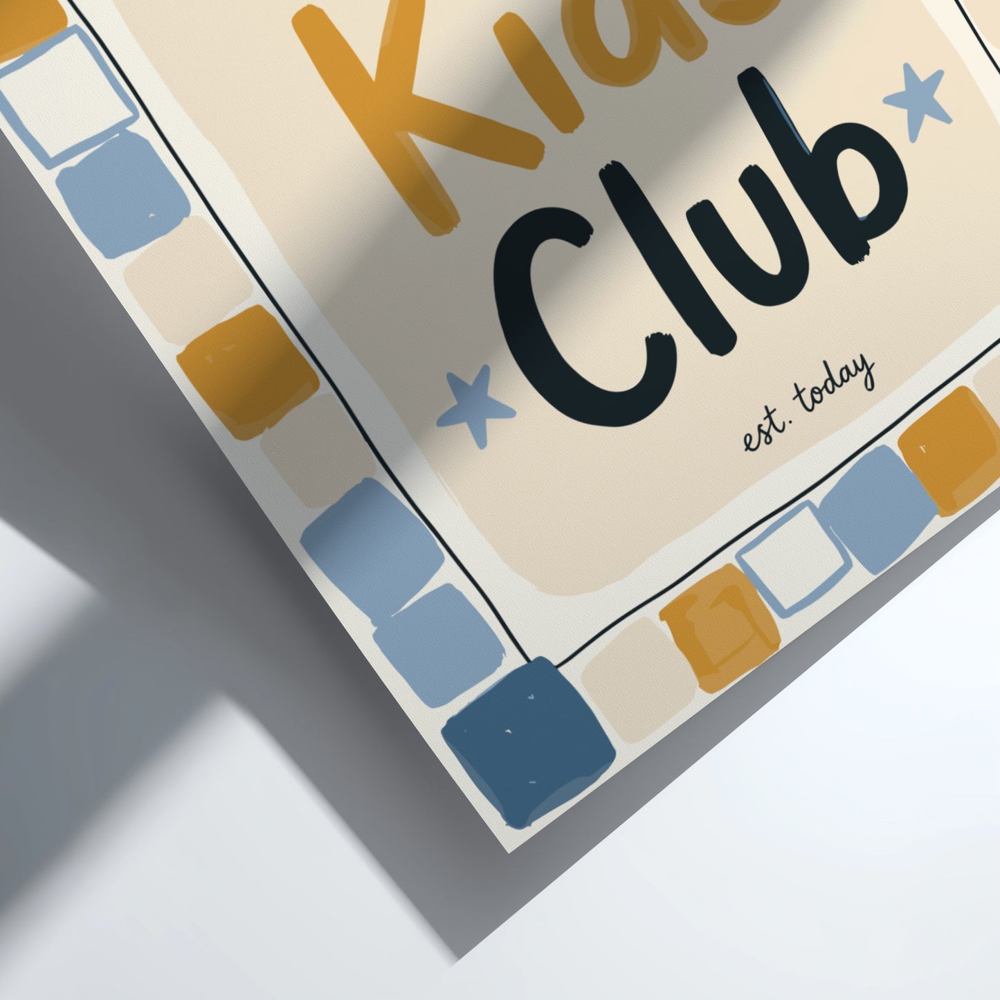 Cool Kids Club poster featuring playful design with soft colors, ideal for kids room decor and nursery