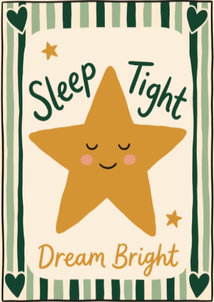 Kids room poster featuring a cheerful golden star and soothing colors, perfect for nursery decor.