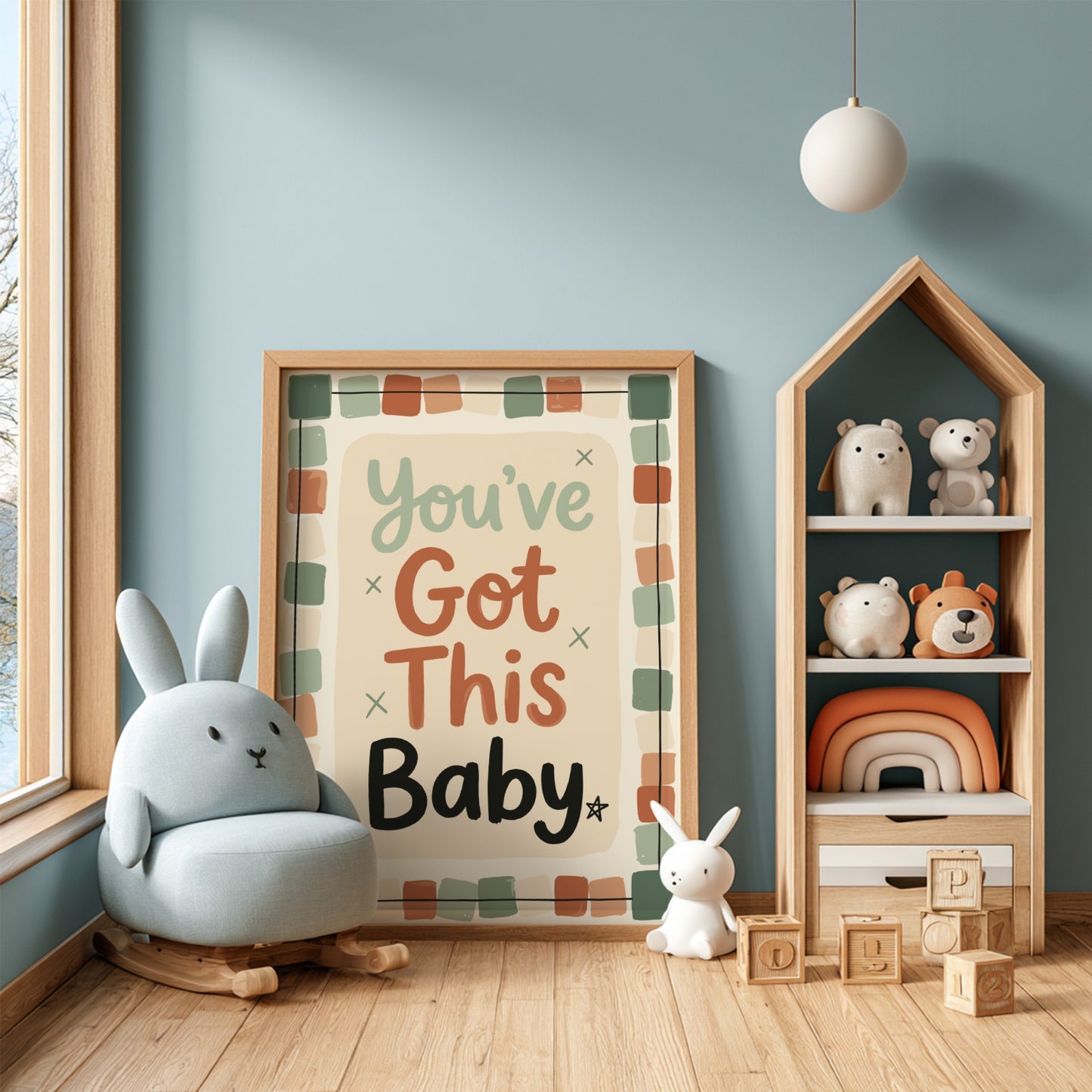 Motivational kids room poster featuring hand-painted design with warm colors and uplifting message for