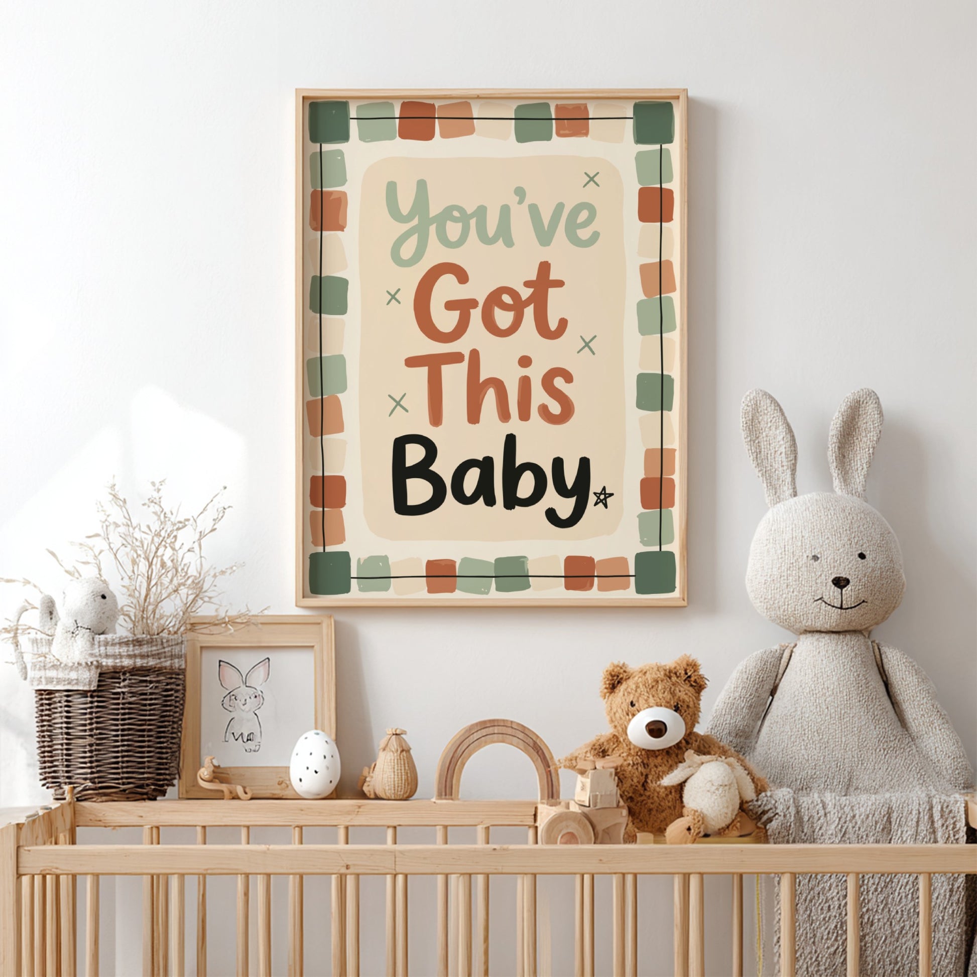 Motivational kids room poster featuring hand-painted design with warm colors and uplifting message for