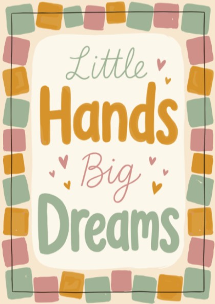 Kids room poster featuring typography design in pastel colors, perfect for nursery decor.