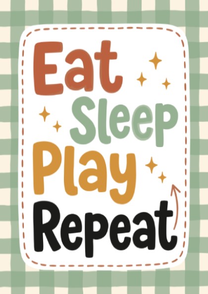 Kids room poster featuring playful typography in warm earthy tones, ideal for nursery decor.