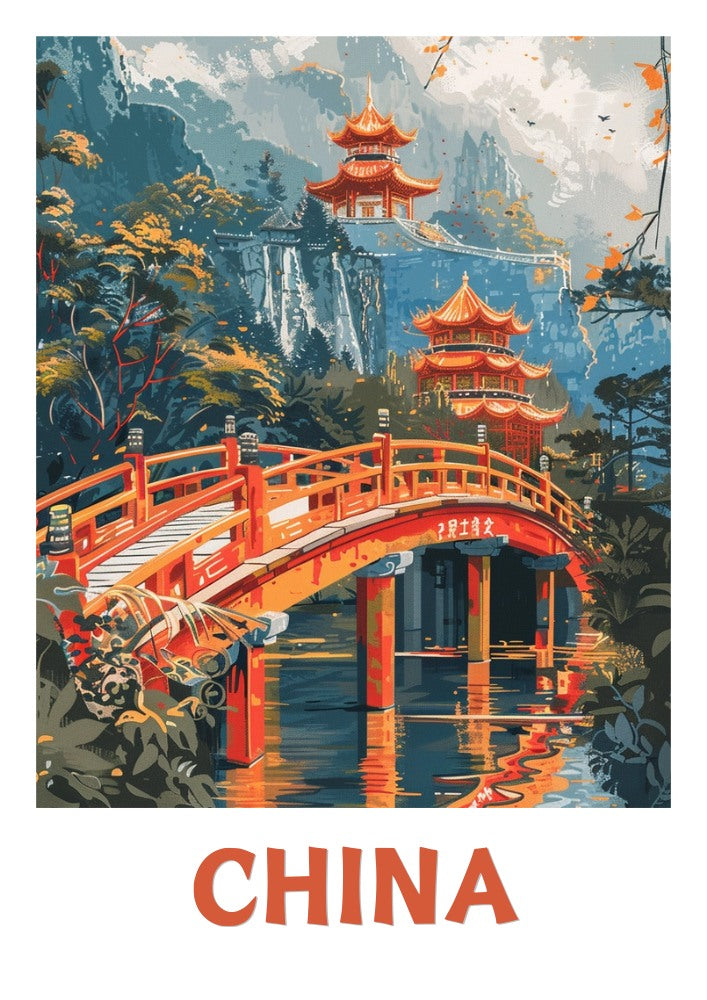 Asian CHINA TRAVEL POSTER - VINTAGE LANDSCAPES