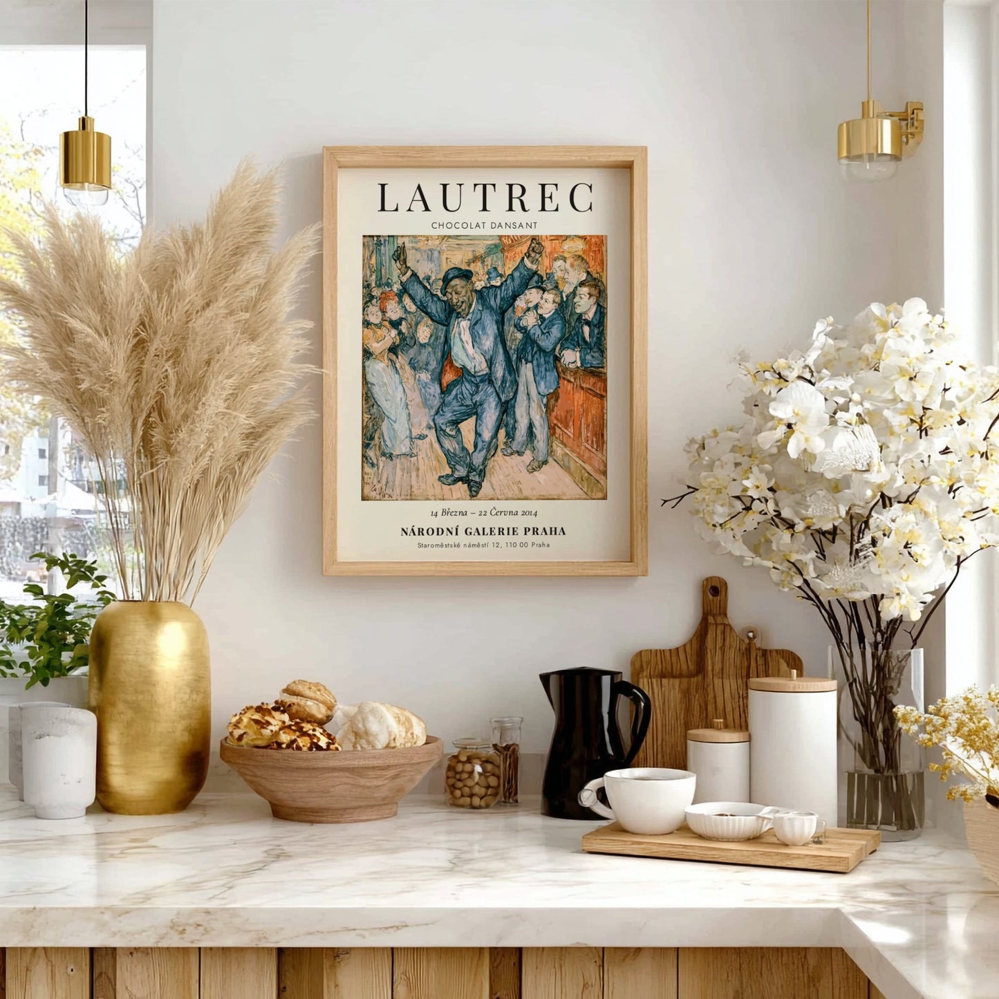 Chocolat Dansant poster featuring Toulouse-Lautrec's vibrant art style with rich colors and lively figures