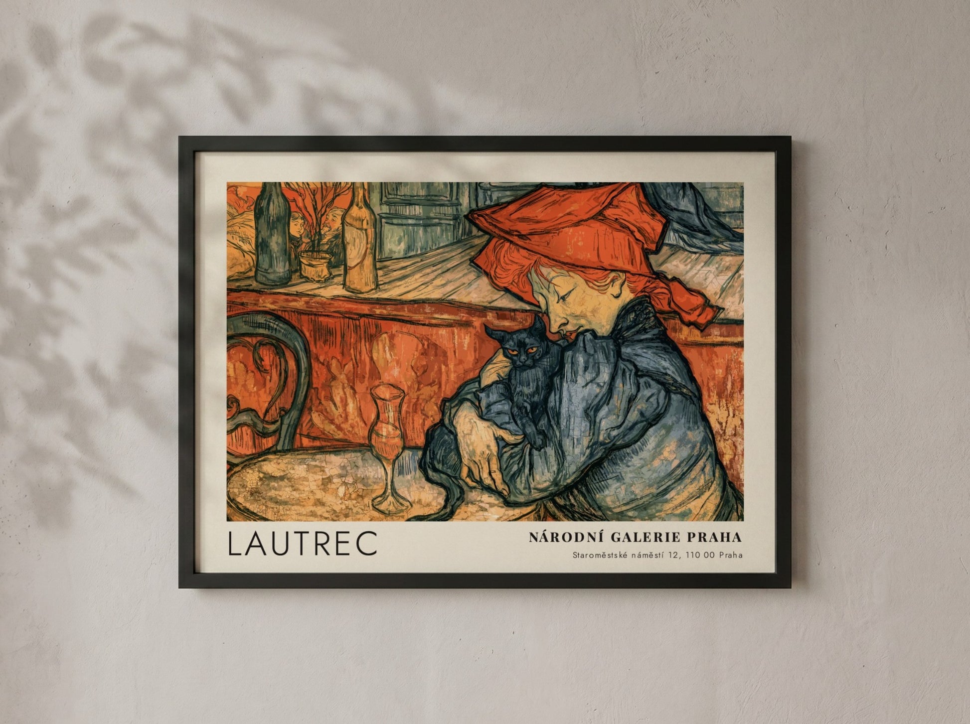 Wall art poster featuring the Toulouse-Lautrec Chocolat Dansant illustration with warm orange tones.