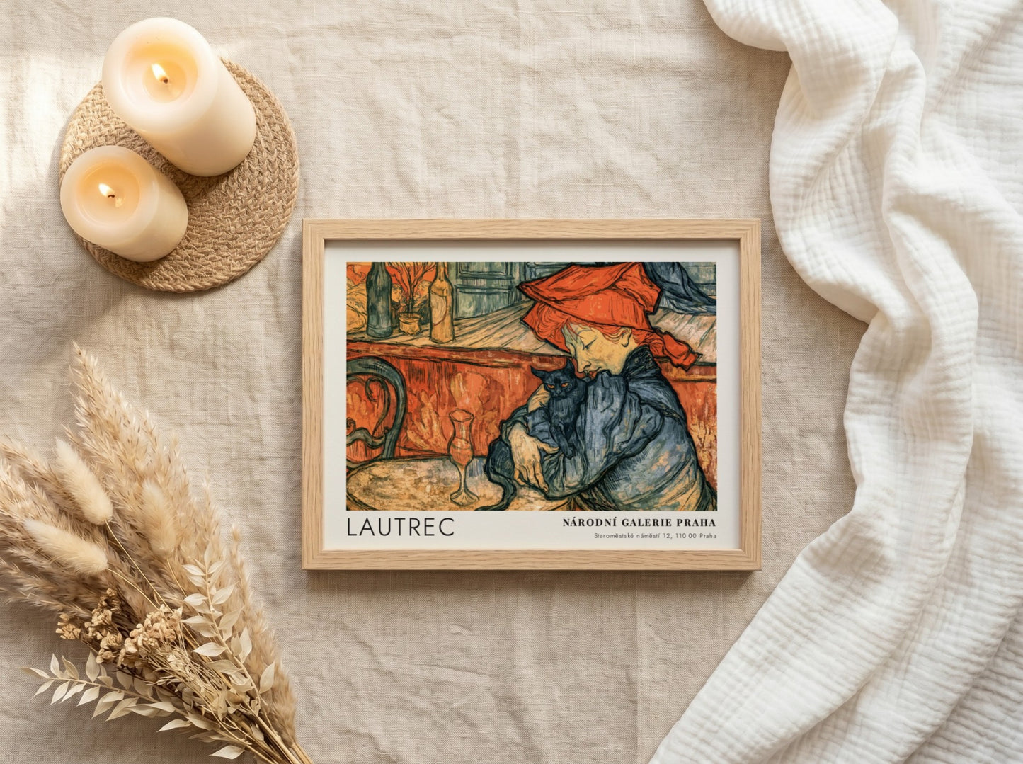 Wall art poster featuring the Toulouse-Lautrec Chocolat Dansant illustration with warm orange tones.