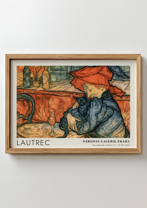 Wall art poster featuring the Toulouse-Lautrec Chocolat Dansant illustration with warm orange tones.