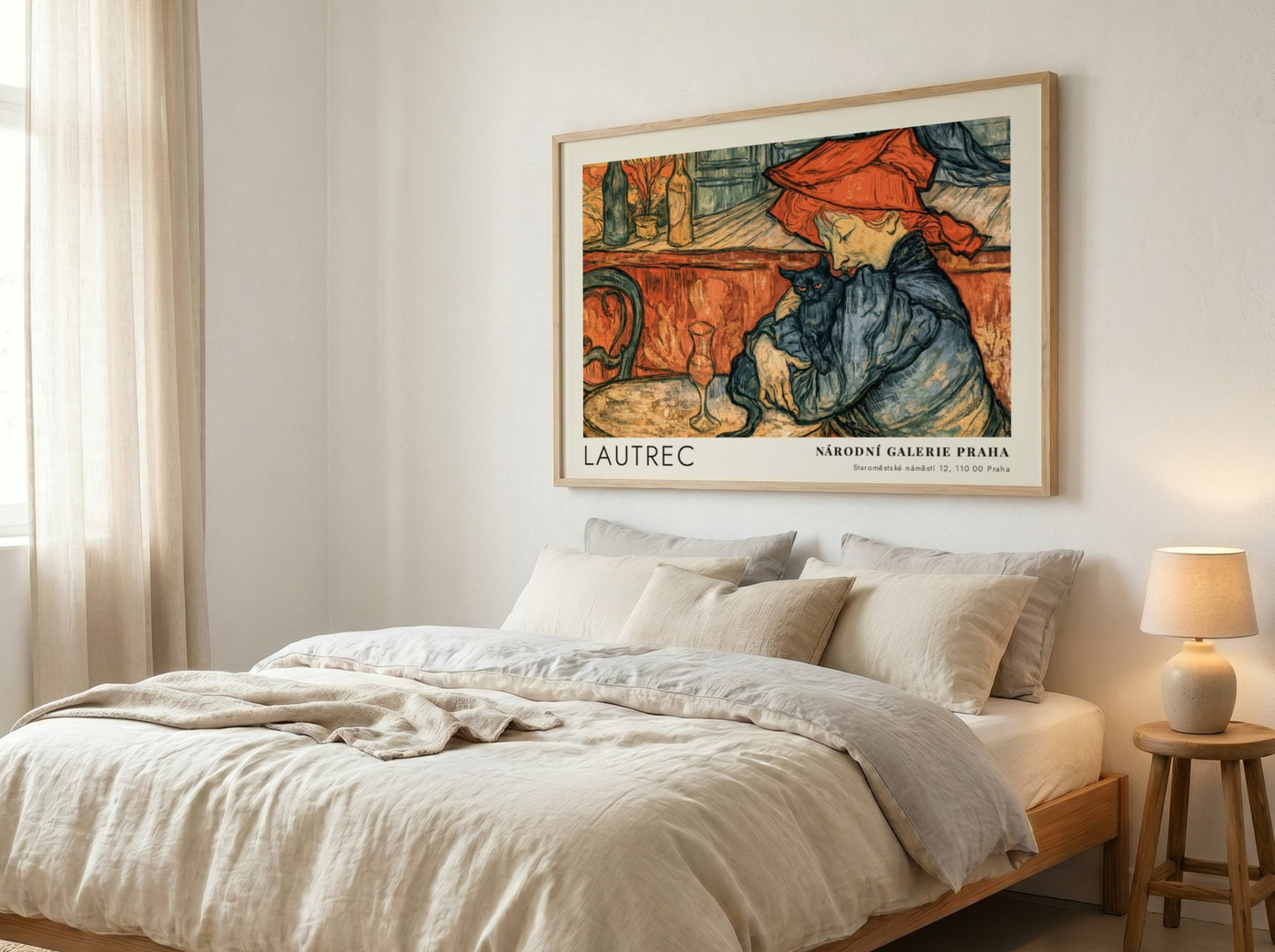 Wall art poster featuring the Toulouse-Lautrec Chocolat Dansant illustration with warm orange tones.