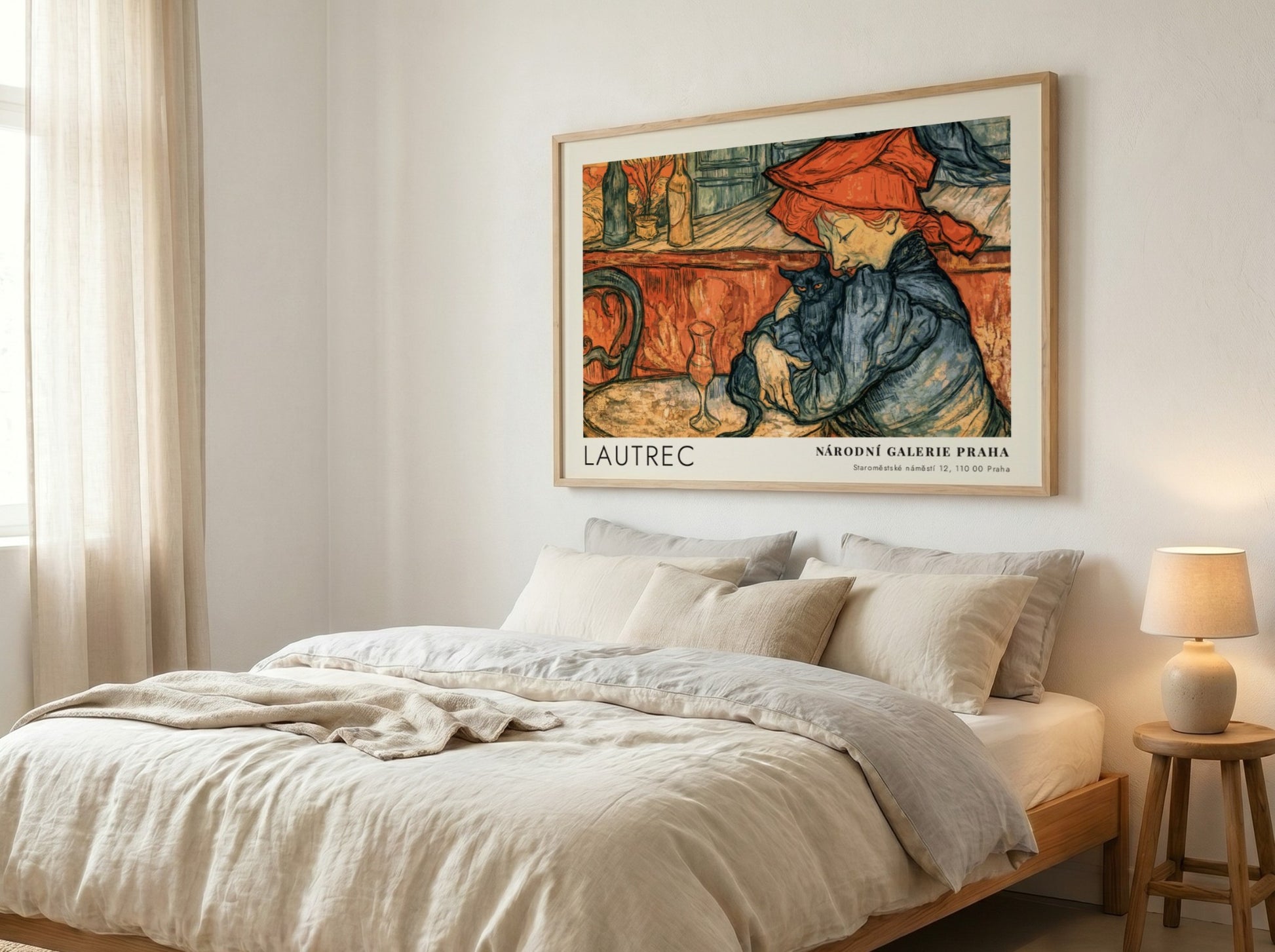 Wall art poster featuring the Toulouse-Lautrec Chocolat Dansant illustration with warm orange tones.