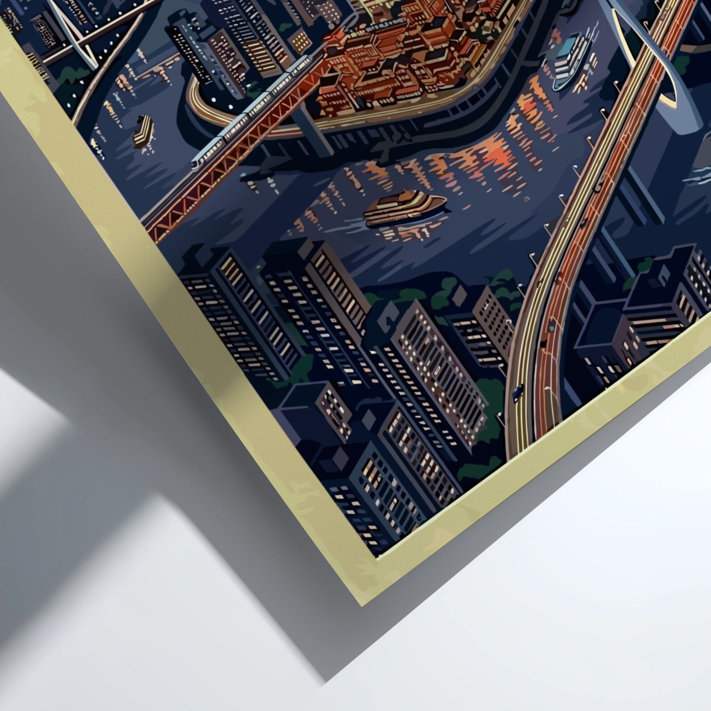 Chongqing travel poster featuring a vibrant nighttime cityscape with colorful lights and a flowing river
