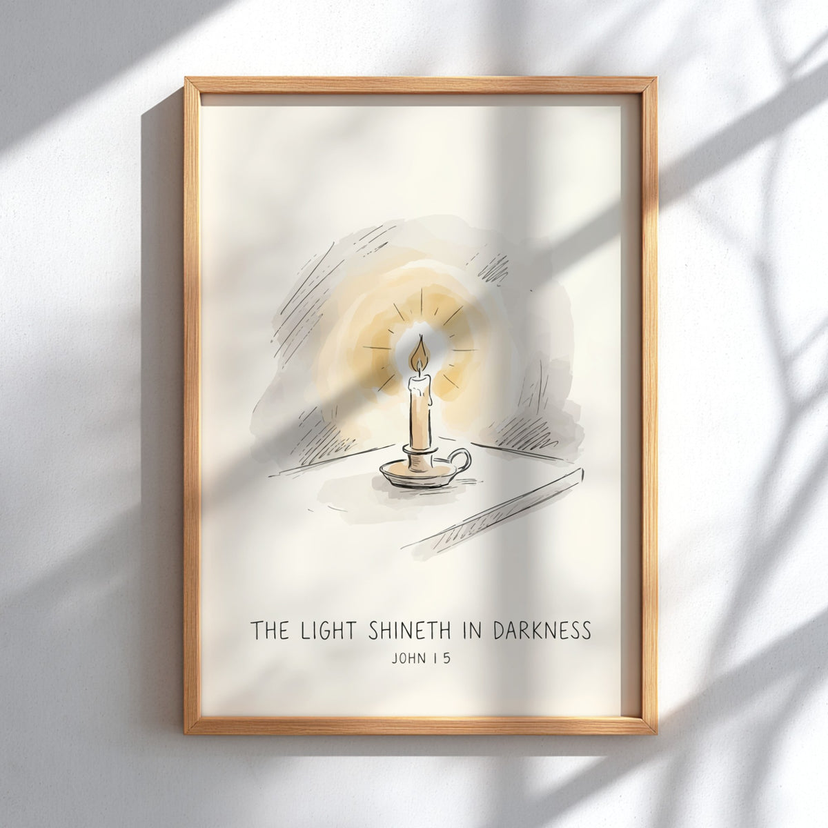 Poster featuring a candle with a glowing flame and the text the light shineth