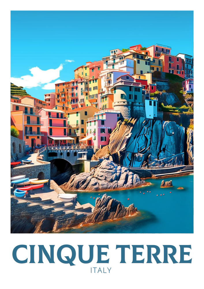 Europe CINQUE TERRE TRAVEL POSTER - ITALY ARTWORK