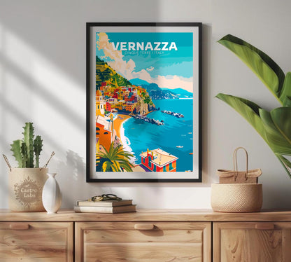 Vernazza Travel Poster, Vernazza Italy Wall Art, Vernazza Photo Print, Cinque Terre Artwork, Home Décor, Mediterranean sea Poster