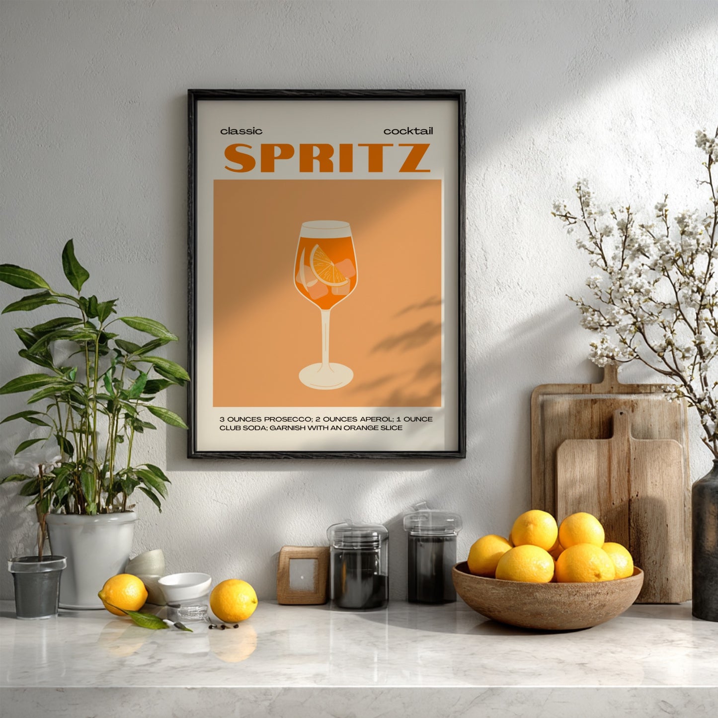 Classic Spritz Cocktail Poster - Aperol Spritz Wall Art Print