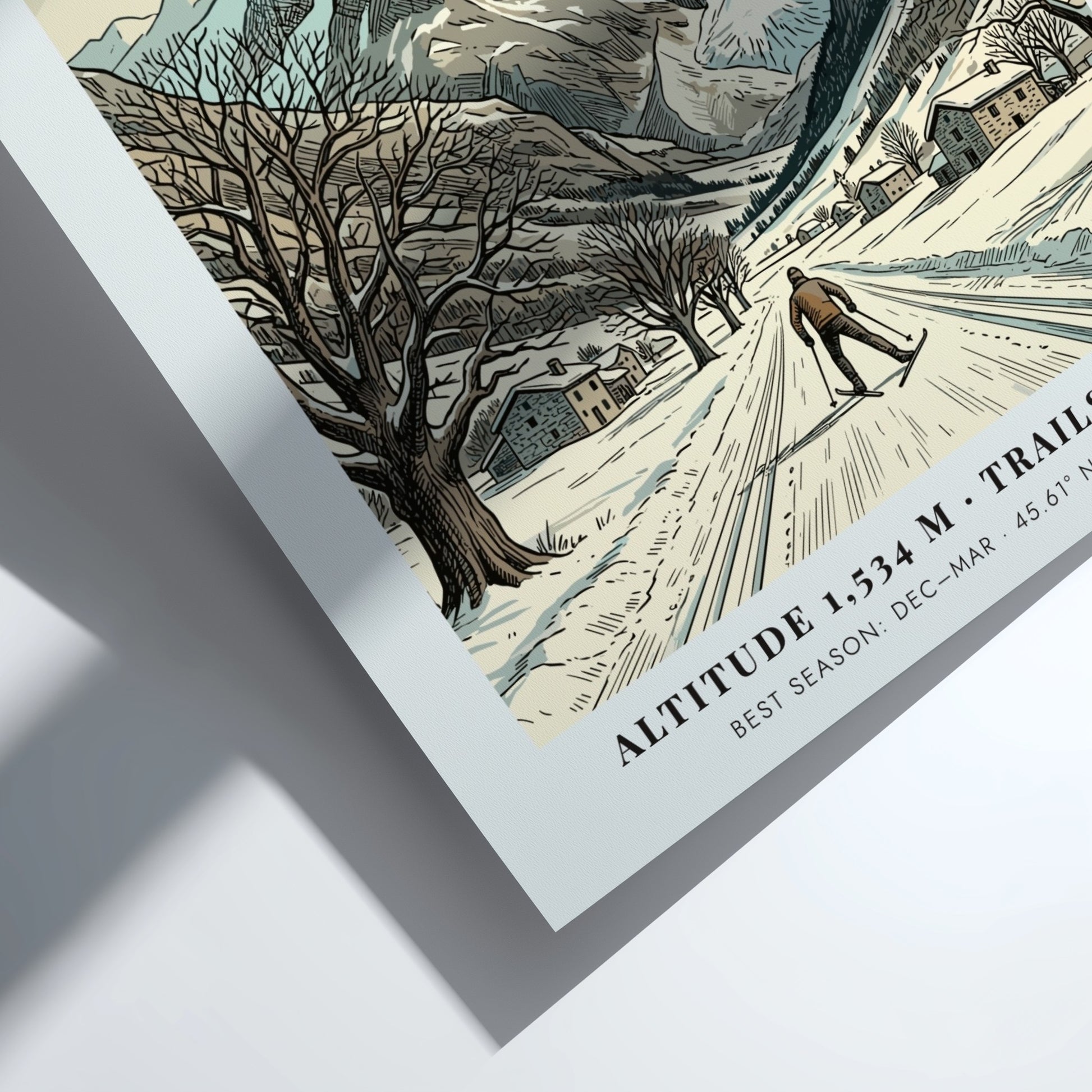 Poster of Cogne Aosta Valley showing a skier on snowy trails beneath mountain peaks.
