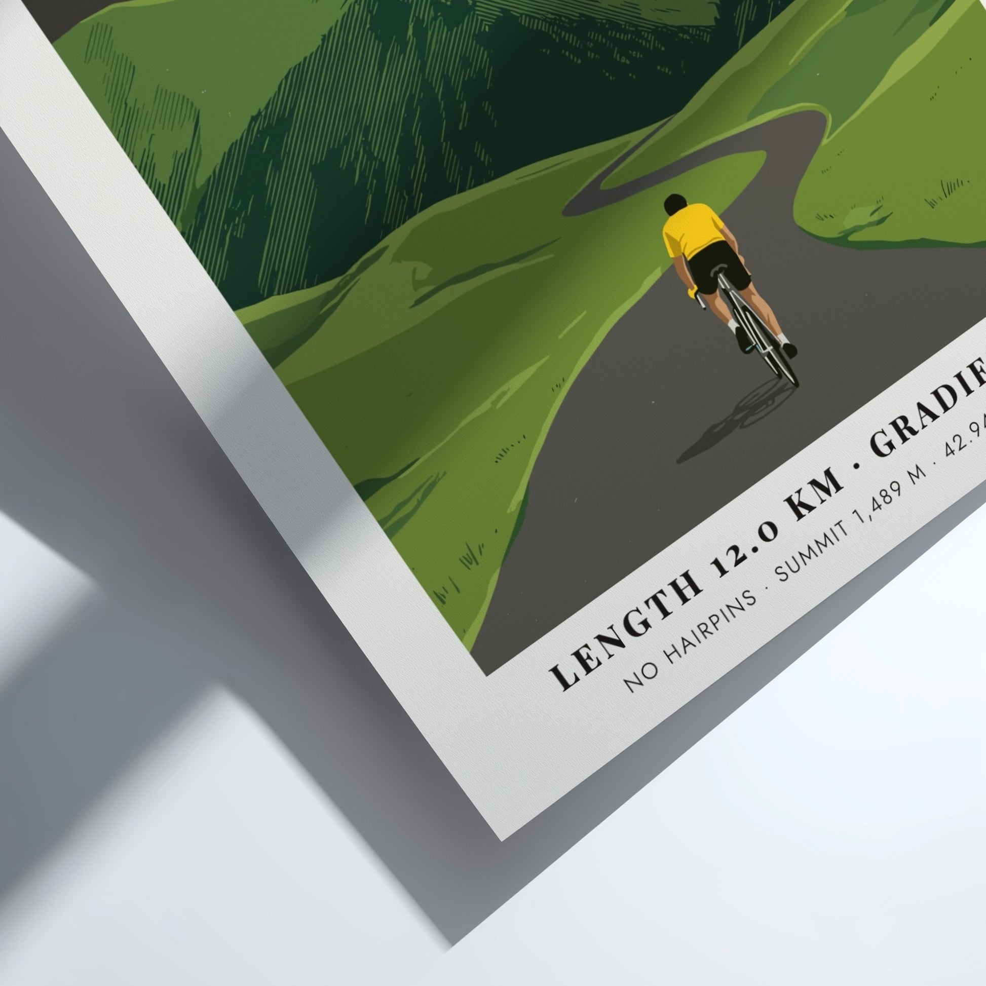 Cycling poster featuring a rider on a mountain road at Col D'aspin France