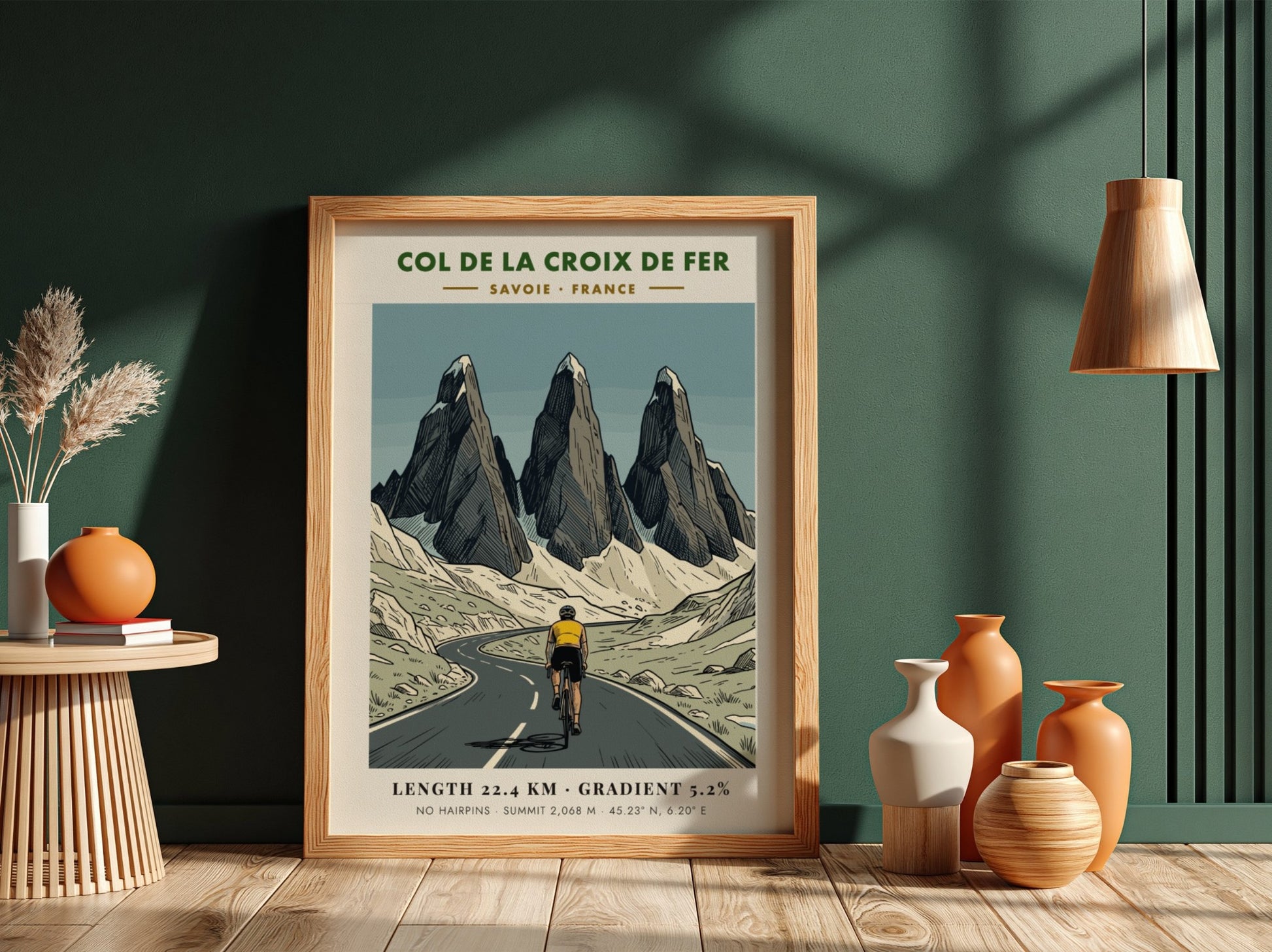 Cycling poster showing a rider on a mountain road at Col De La Croix