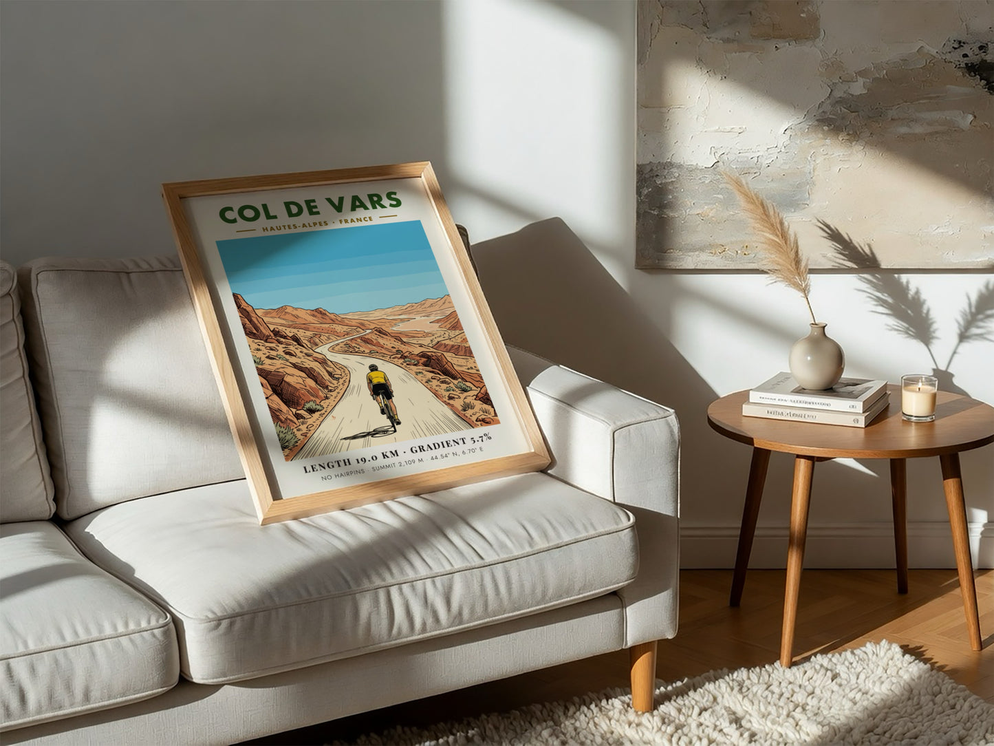 Poster of a cyclist climbing the Col De Vars road in the French Alps