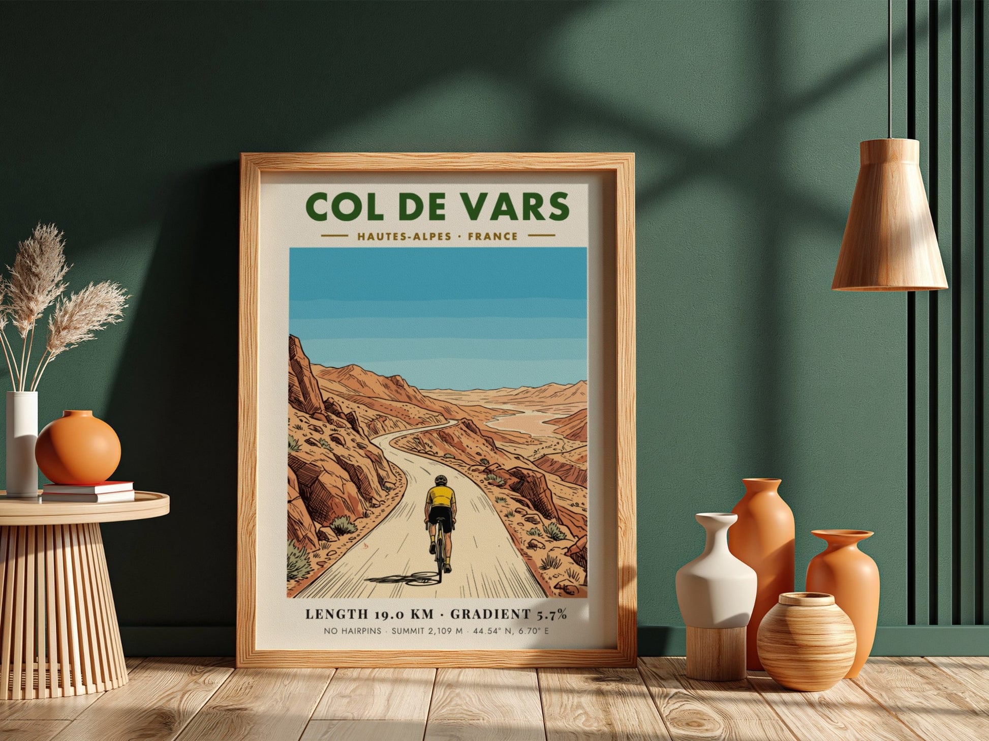 Poster of a cyclist climbing the Col De Vars road in the French Alps