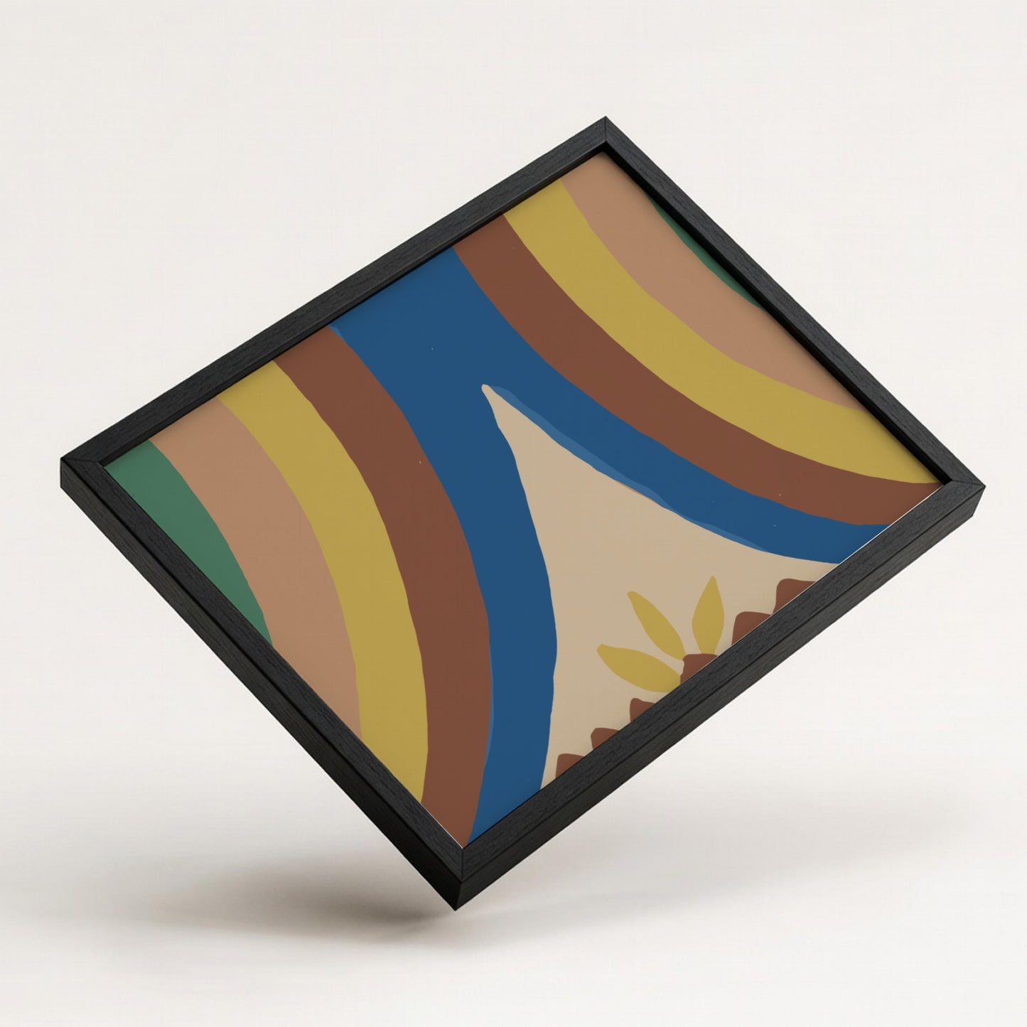 Abstract gouache and graphite painting titled "Colcha" by Majel G. Claflin, featuring curved lines in brown,