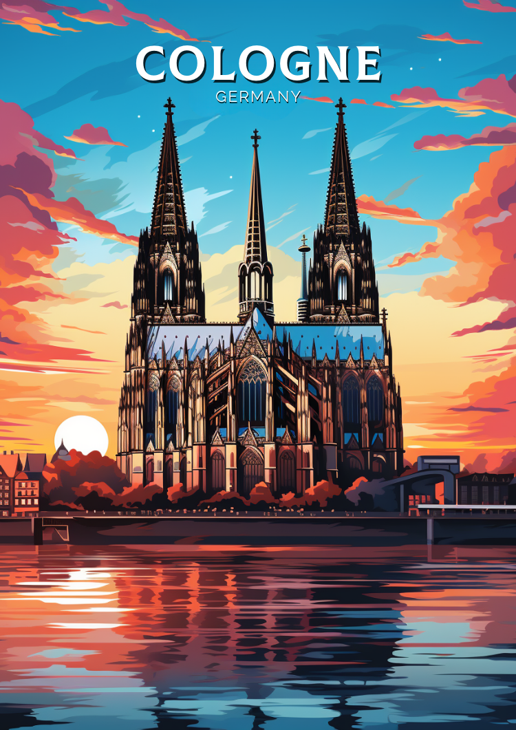 Europe COLOGNE TRAVEL POSTER - GERMANY ARTWORK