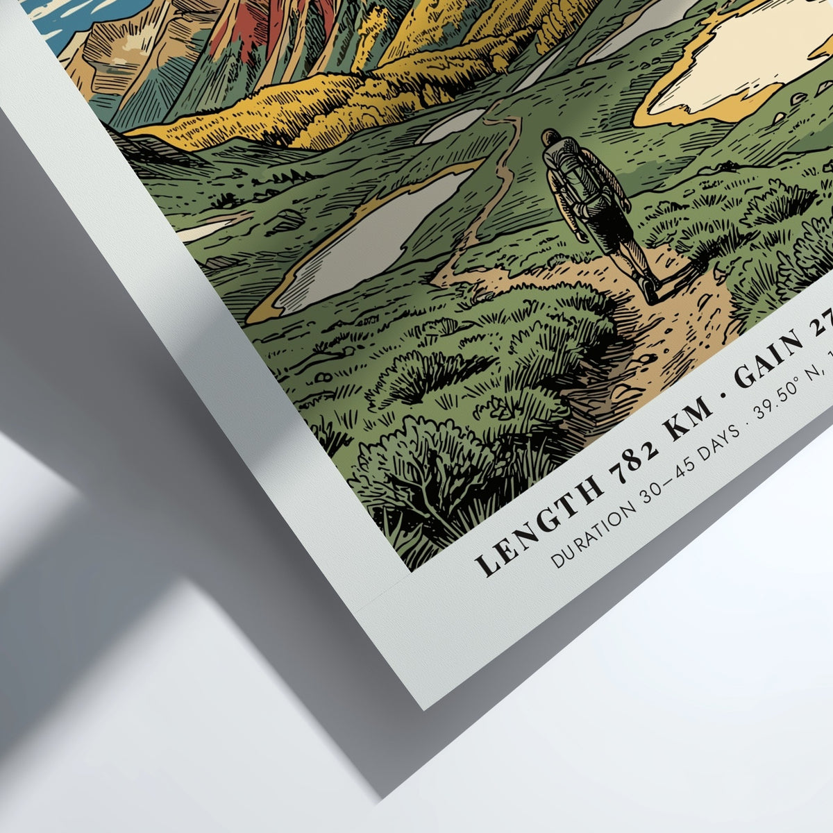 Poster of a hiker on the Colorado Trail with Rocky Mountains and clouds.