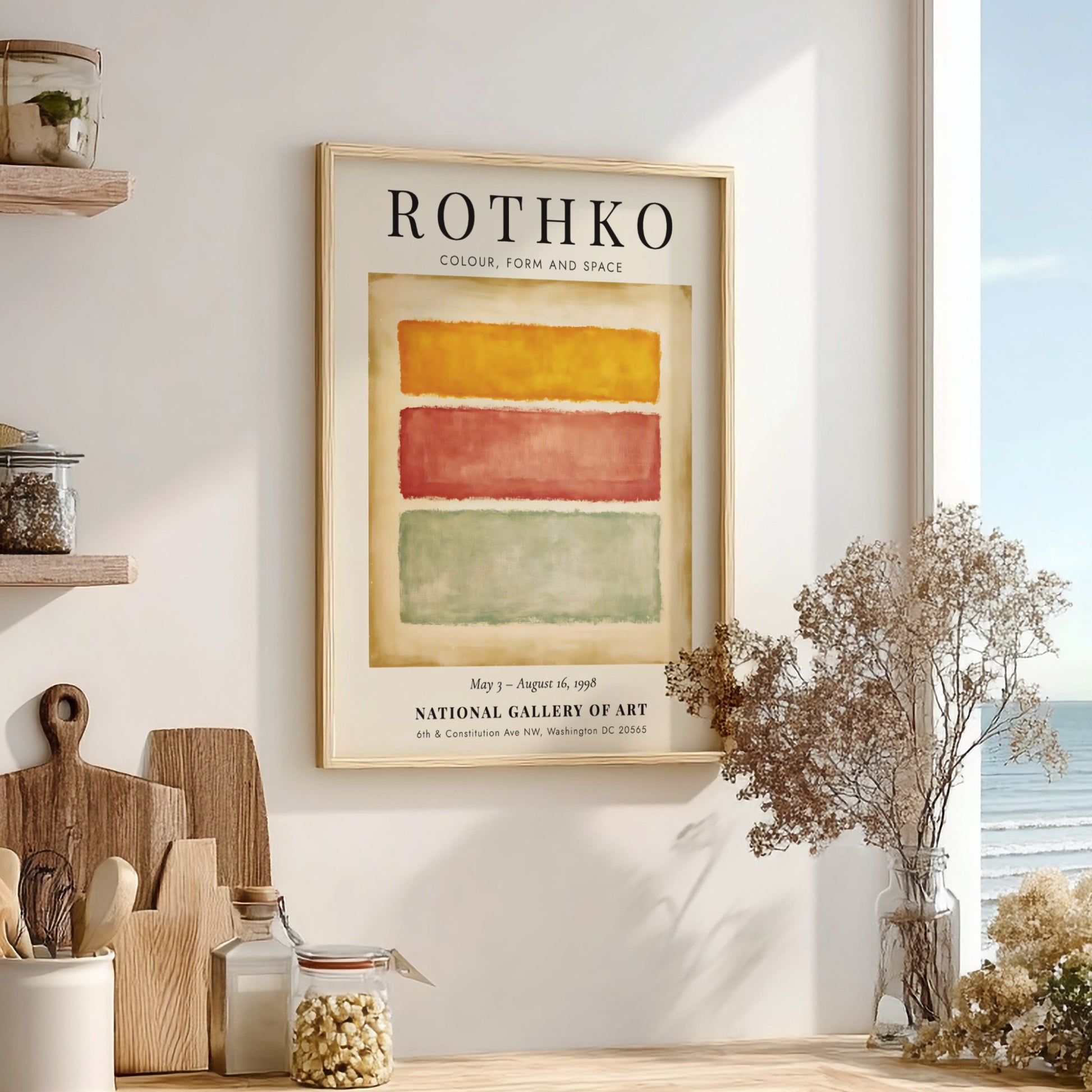 Wall art poster featuring Mark Rothko Colour Form and Space exhibition with three rectangles