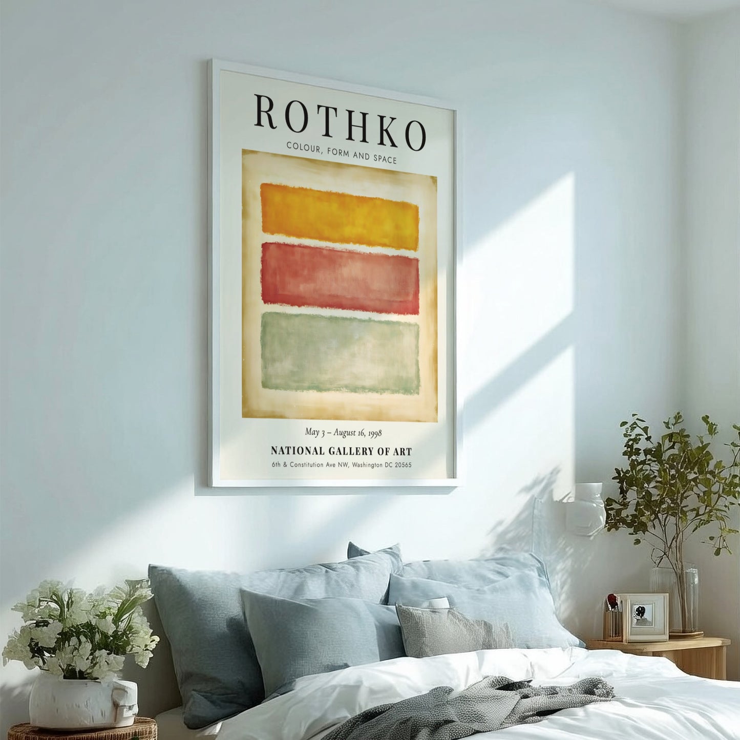 Wall art poster featuring Mark Rothko Colour Form and Space exhibition with three rectangles