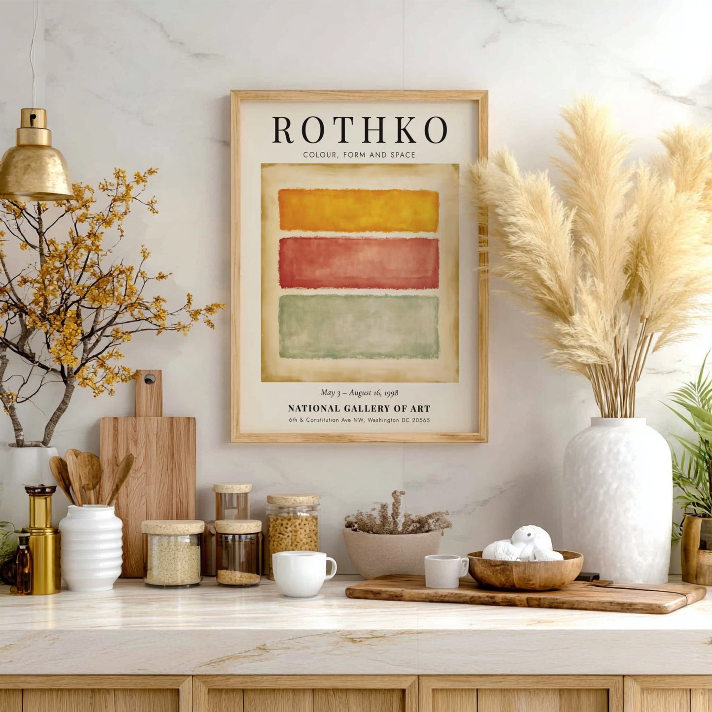 Wall art poster featuring Mark Rothko Colour Form and Space exhibition with three rectangles