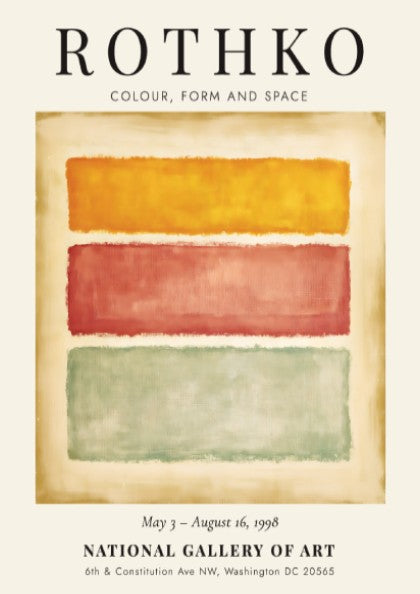 Wall art poster featuring Mark Rothko Colour Form and Space exhibition with three rectangles