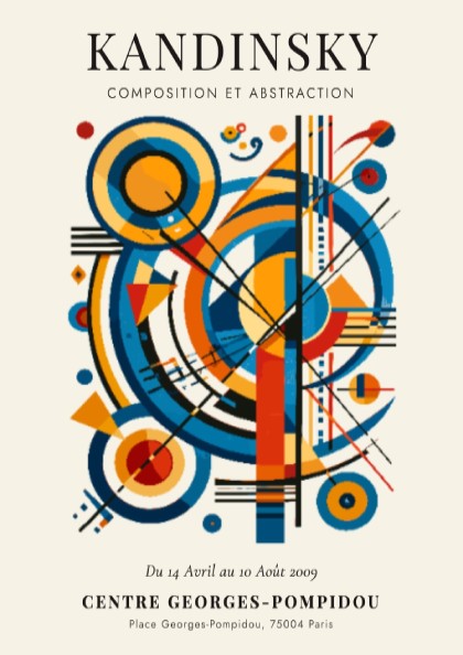 Kandinsky inspired poster featuring vibrant abstract shapes and colors