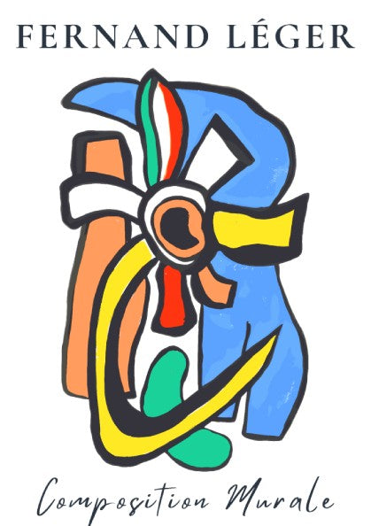 Poster of Fernand Léger's abstract artwork 'Composition Murale' with bold colors and shapes.
