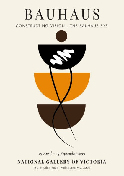Bauhaus poster showcasing geometric shapes and earthy colors, modern design elements for wall decor