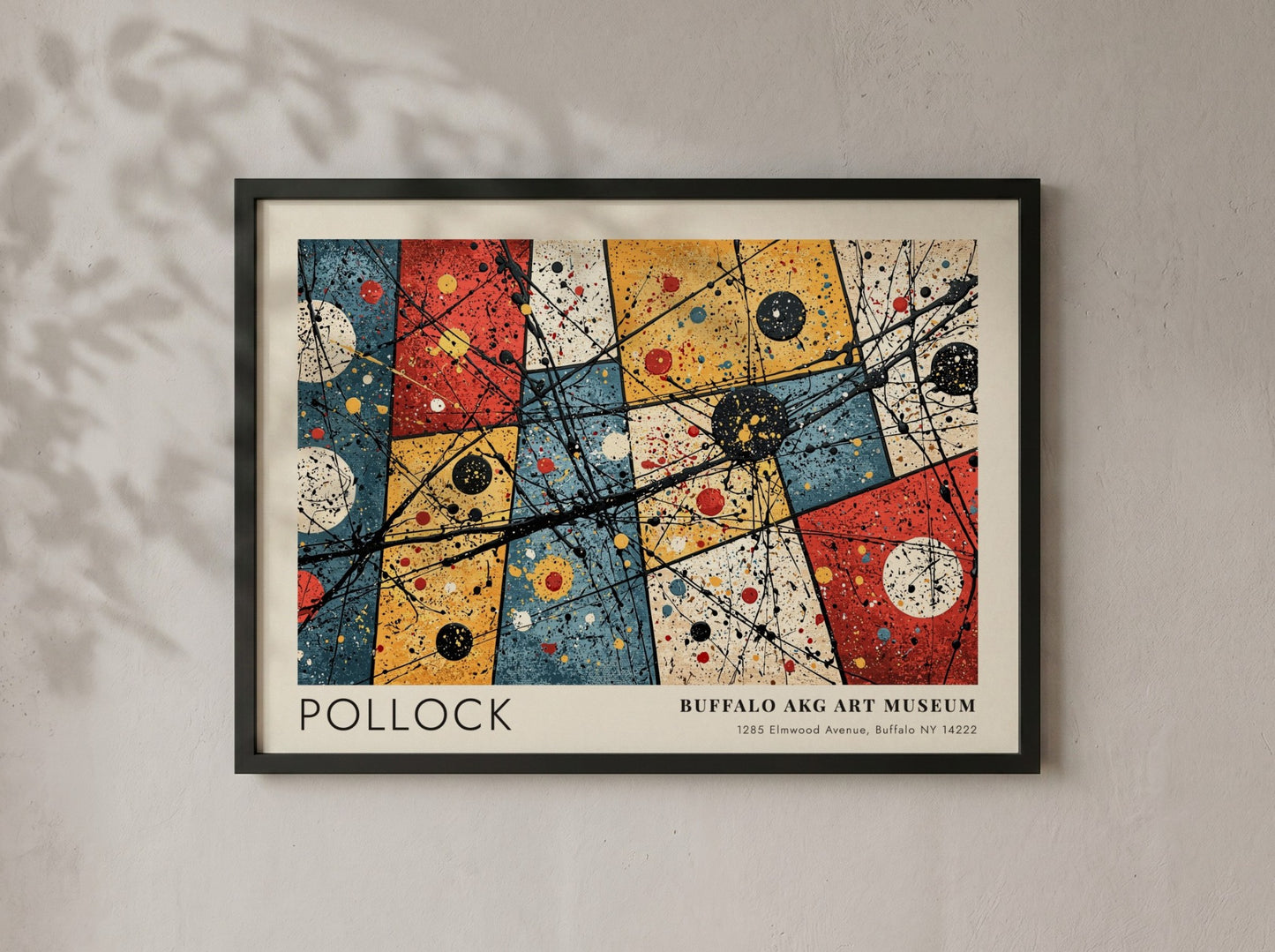 Wall art poster featuring Jackson Pollock’s Convergence with abstract drips and Buffalo AKG text